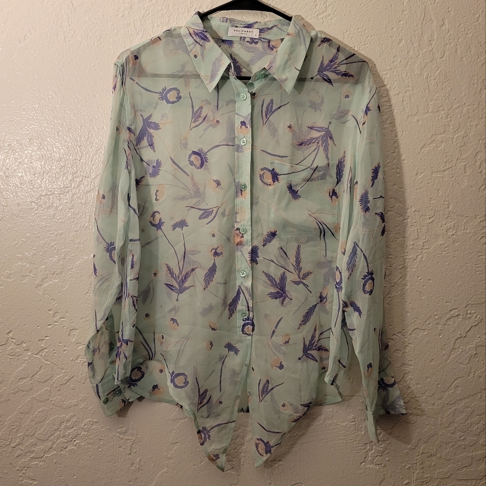 Equipment Femme Silk Front Tie Blouse Small